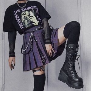 Women's Combat Boots High Chunky Platform Punk Gothic Motorcycle Boots size 37